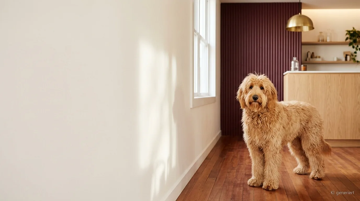 Frisch gepflegter Goldendoodle im Hundesalon RundumFellFit