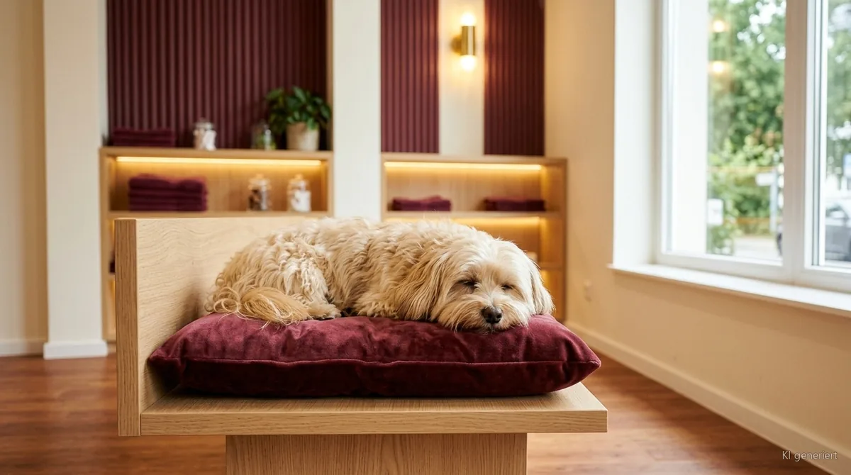Entspannter Hund nach der Fellpflege im Hundesalon RundumFellFit in Oberhausen