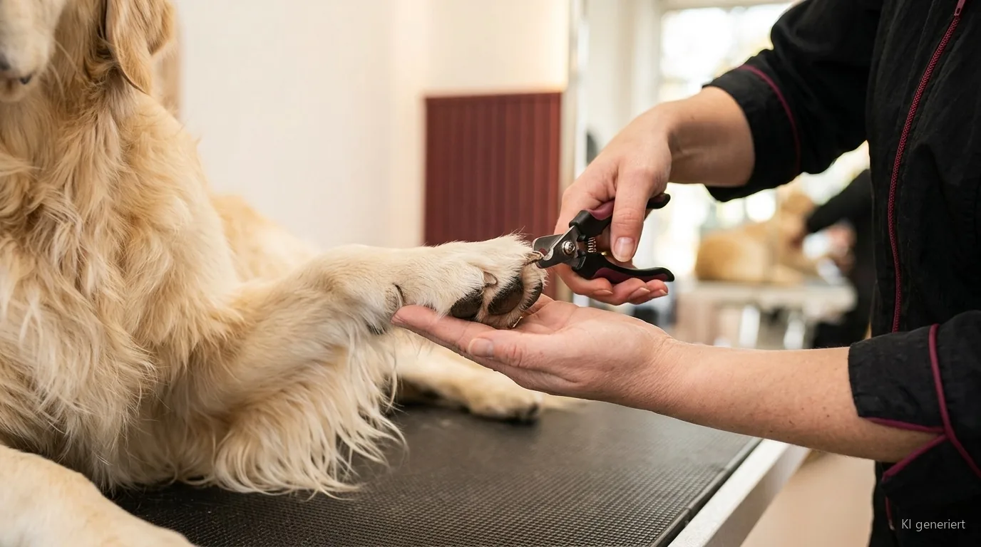 Krallenschneiden bei einem Hund im Hundesalon RundumFellFit